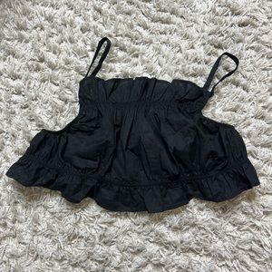 black ruffled top